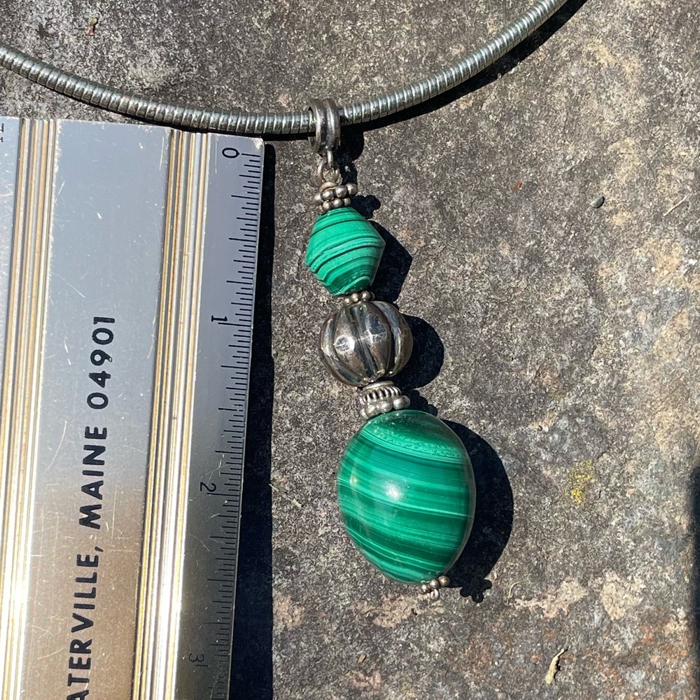 Malachite Sterling Green Pendant Necklace - Picture 5 of 8